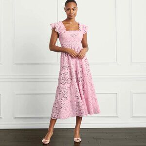 Hill House Pink Lace Midi Dress